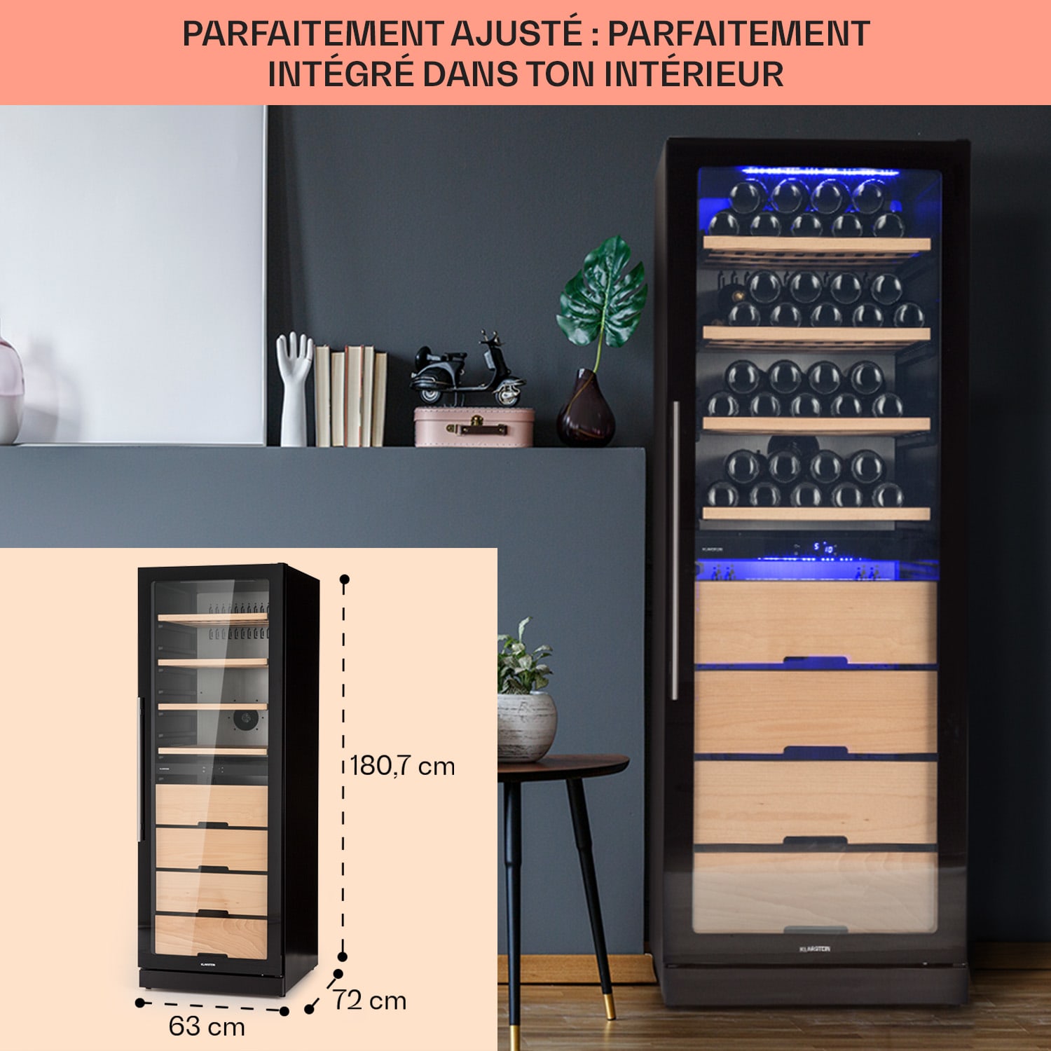 Barossa 123 Duo réfrigérateur à vin 123 Fl 226 L 2 zones contrôle tactile 2 zones de conservation | 123 bouteilles