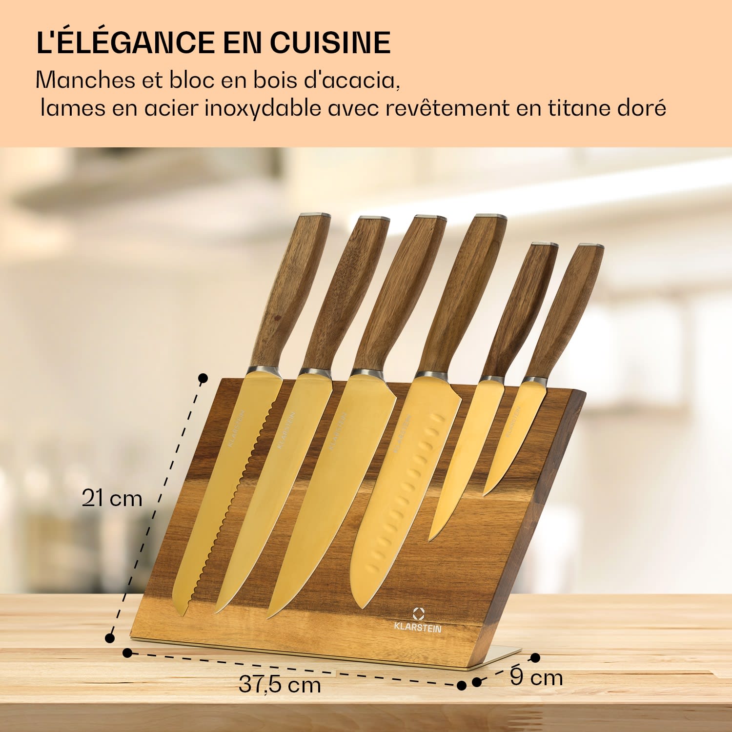 Kazuno messenset 7-delig magnetisch blok PVD titanium coating 