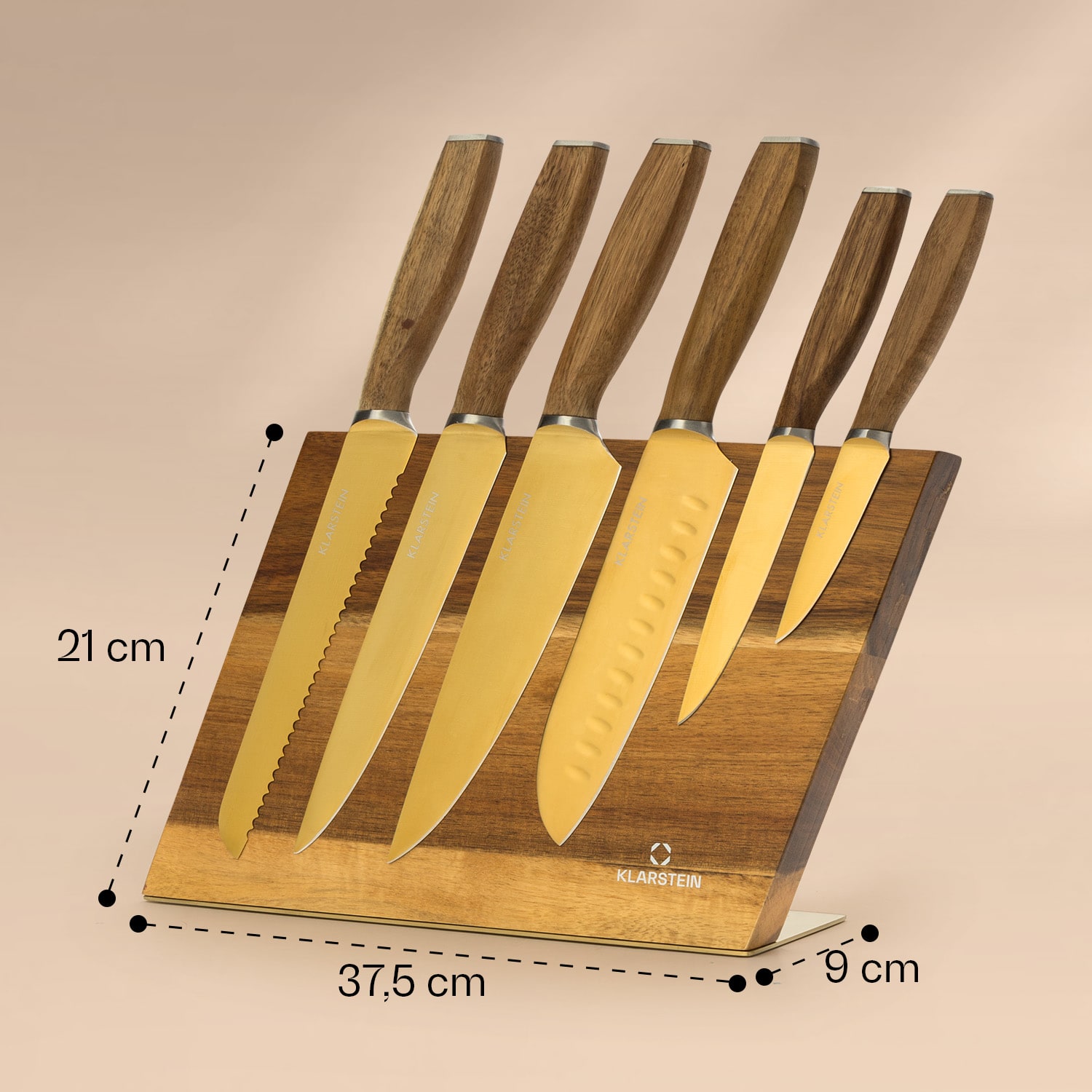 Kazuno, késkészlet, 7 darabos, mágneses tömb, PVD, titánium felület 