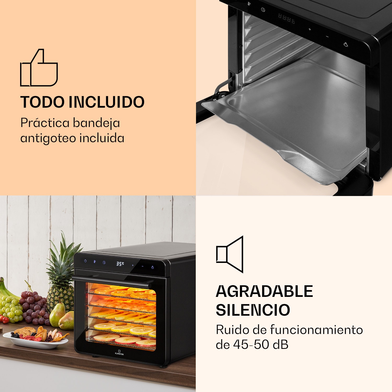 Deshidratador Shaftesbury 700 W Función Temporizador 35-85°C pantalla digital táctil Negro