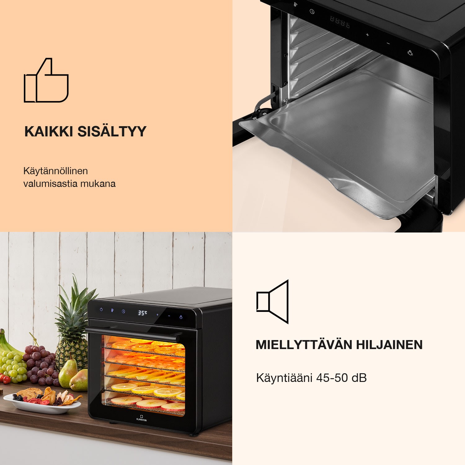 Shaftesbury kuivuri 700 W ajastustoiminto 35-85 °C digitaalinen kosketusnäyttö Musta