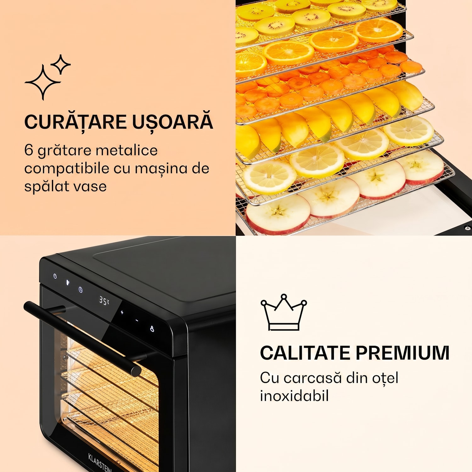Shaftesbury, uscător de alimente automat, 700 W, funcție cu cronometru, 35-85°C, ecran tactil digital Negru