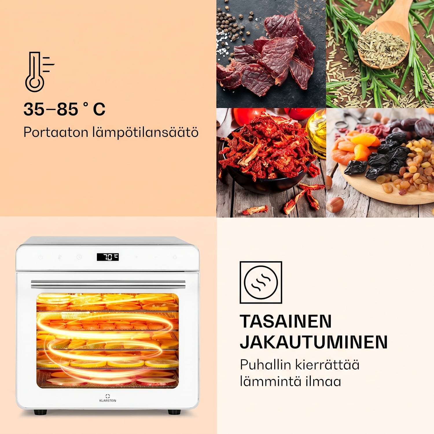 Shaftesbury kuivuri 700 W ajastustoiminto 35-85 °C digitaalinen kosketusnäyttö Hopea Metallinen