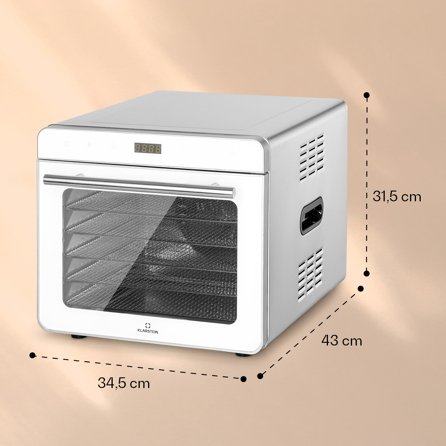 Shaftesbury, automatická sušička potravín, 700 W, 35-85°C, časovač, digitálny dotykový displej Strieborná metalíza