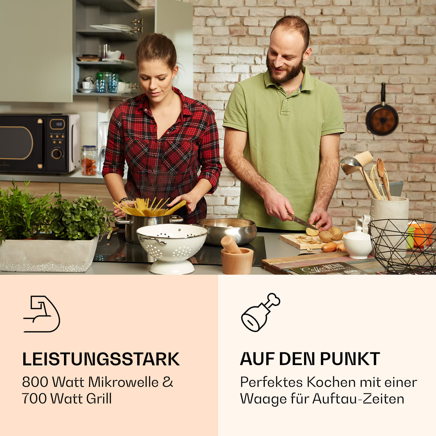 Julieta Mikrowelle mit Grill 20l 700 / 800 W Ø25,5cm 8 Programme Schwarz