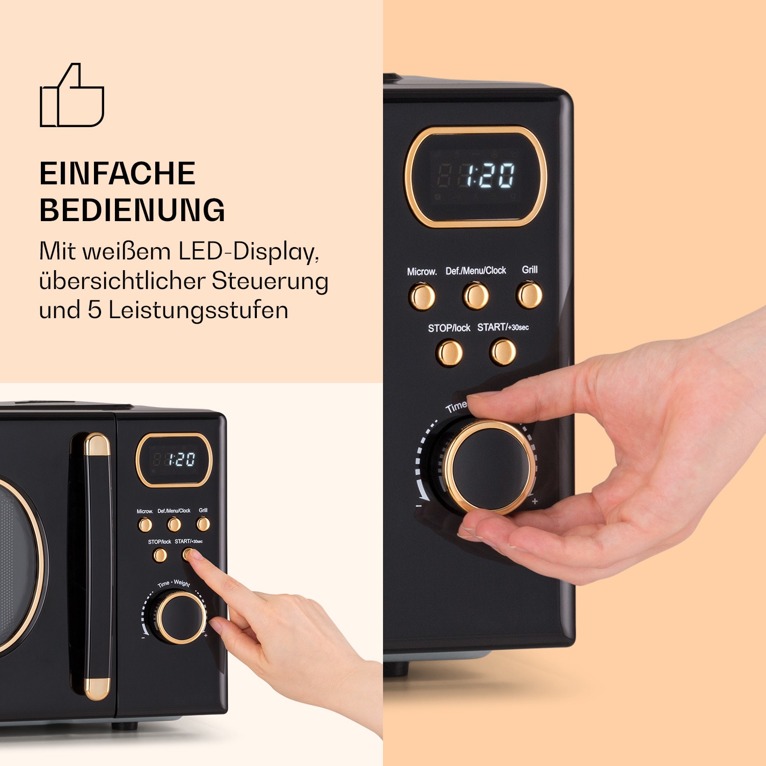 Julieta Mikrowelle mit Grill 20l 700 / 800 W Ø25,5cm 8 Programme Schwarz