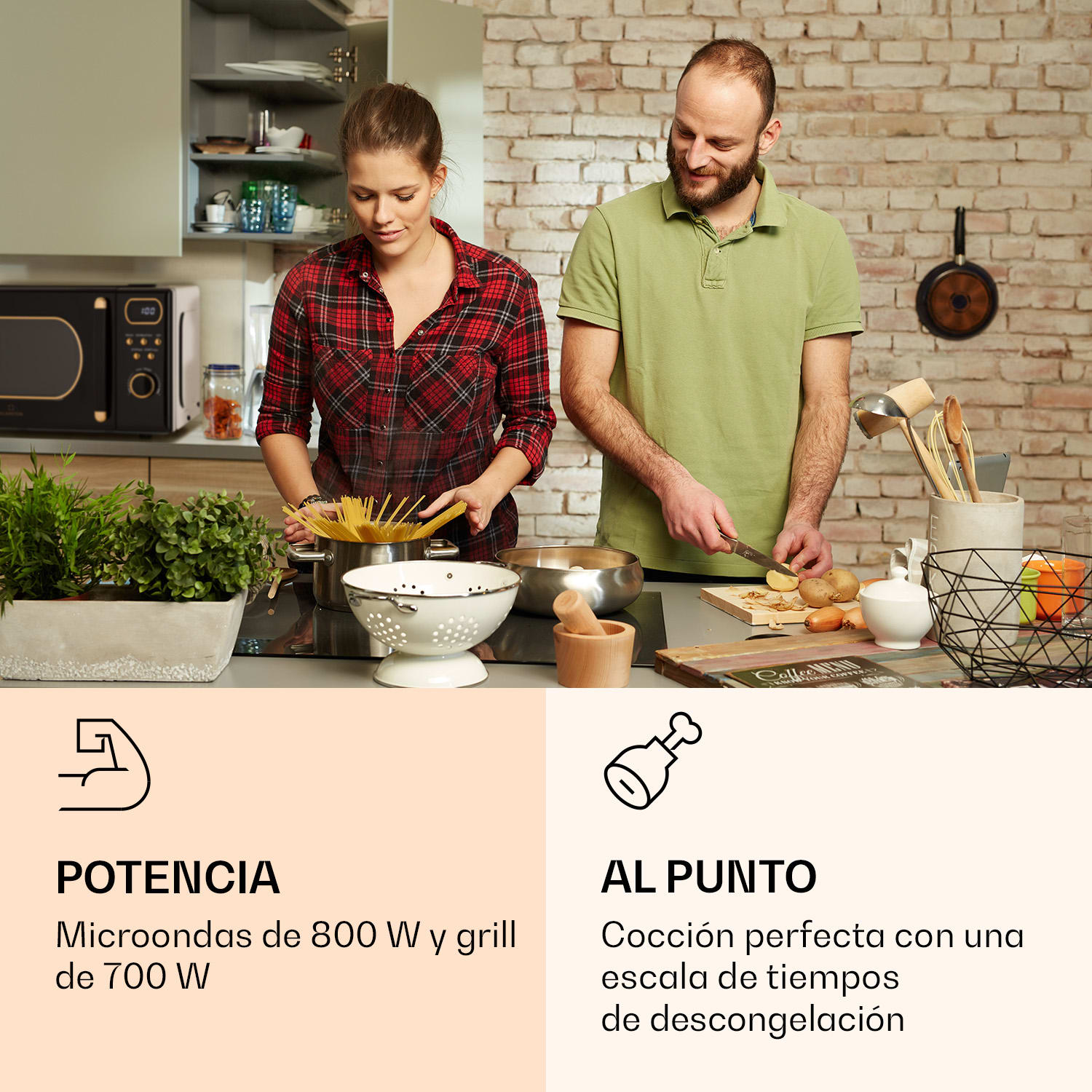 Julieta Microondas con Grill 20 l 700 / 800 W Ø 25,5 cm 8 programas Negro