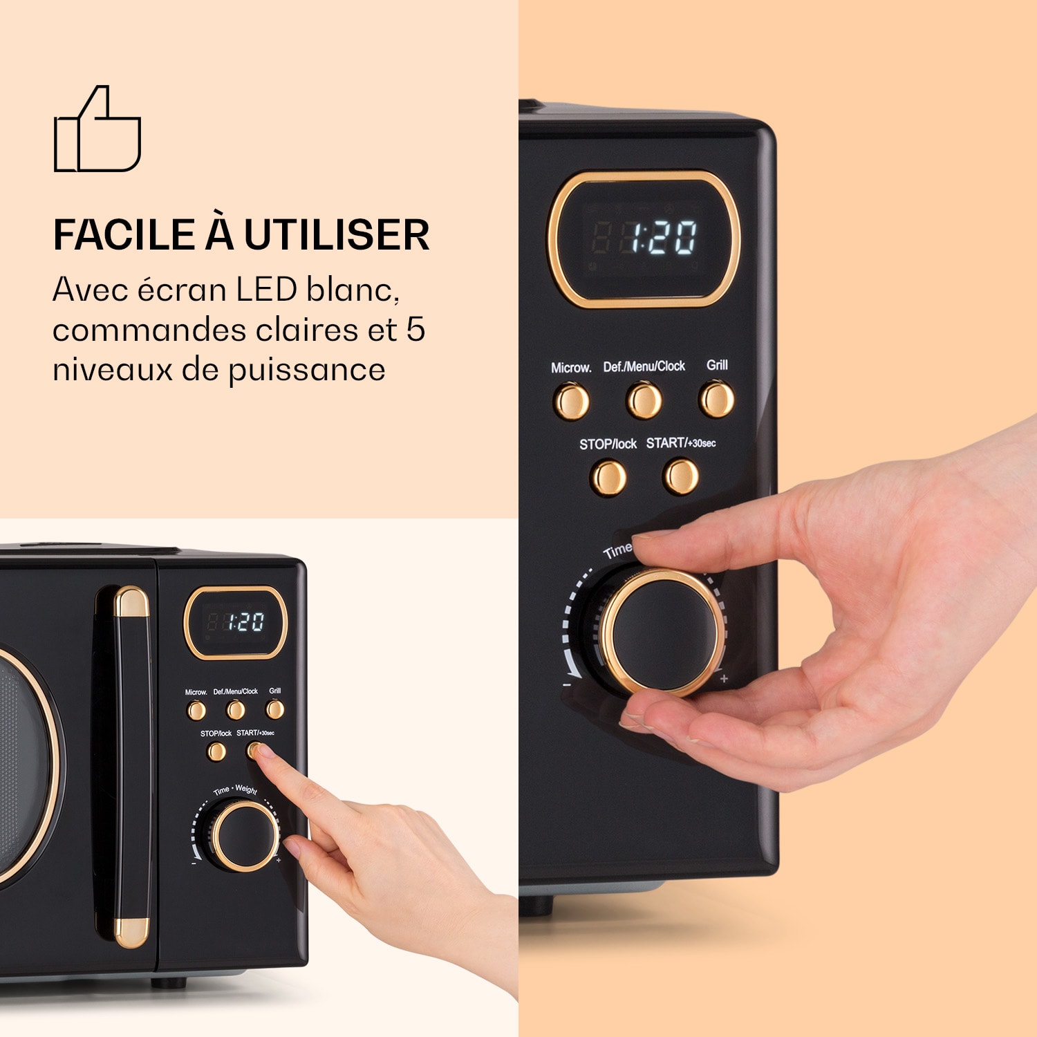 Julieta magnetron met grill 20 liter 700/800W Ø 25,5 cm 8 programma's Zwart