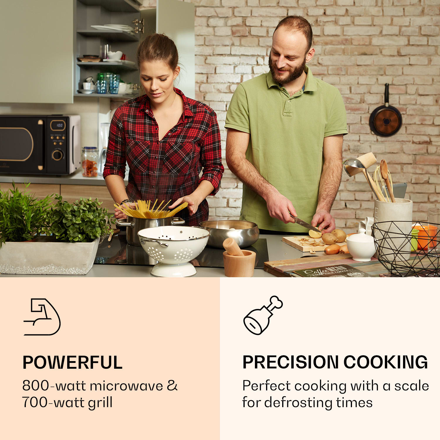 Julieta Microondas con Grill 20 l 700 / 800 W Ø 25,5 cm 8 programas Negro