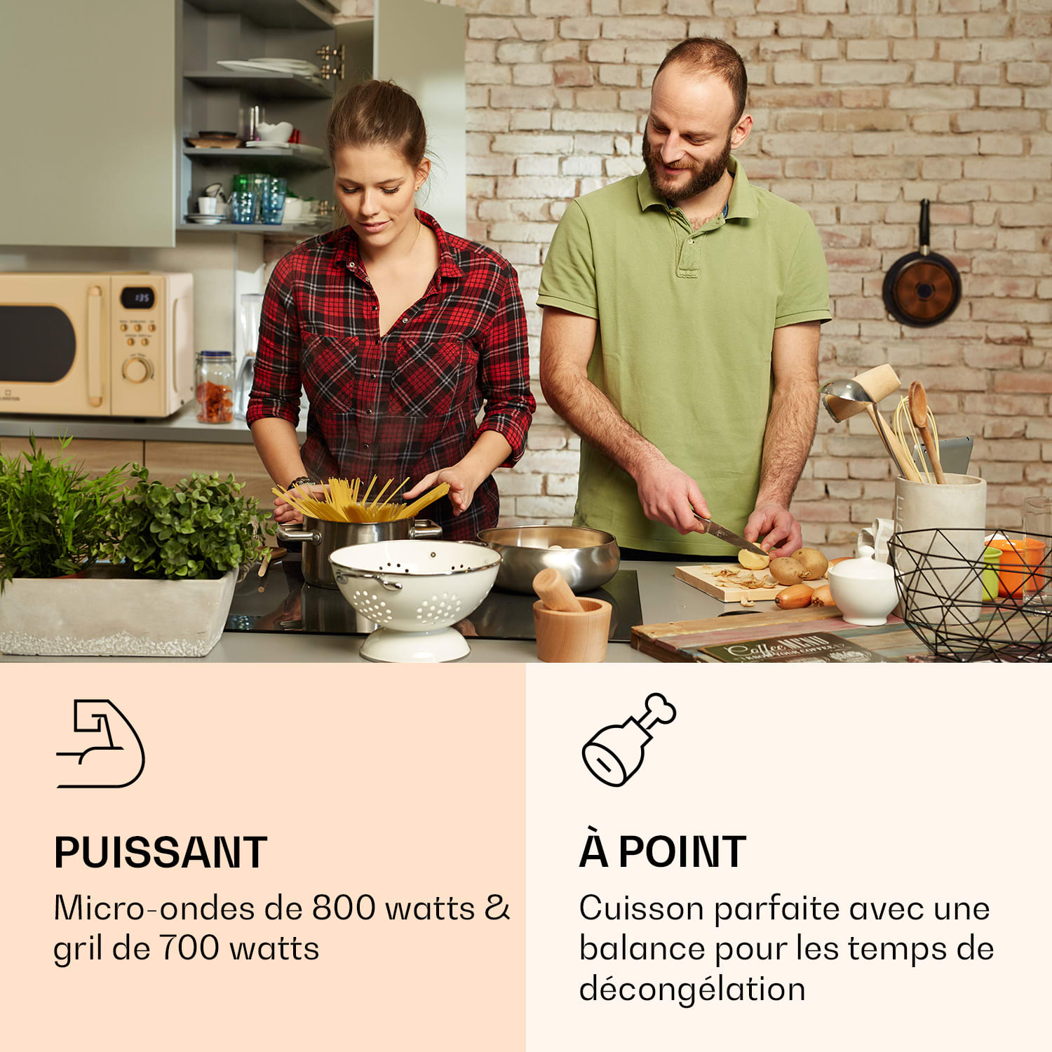 Julieta magnetron met grill 20 liter 700/800W Ø 25,5 cm 8 programma's Vintage Crème