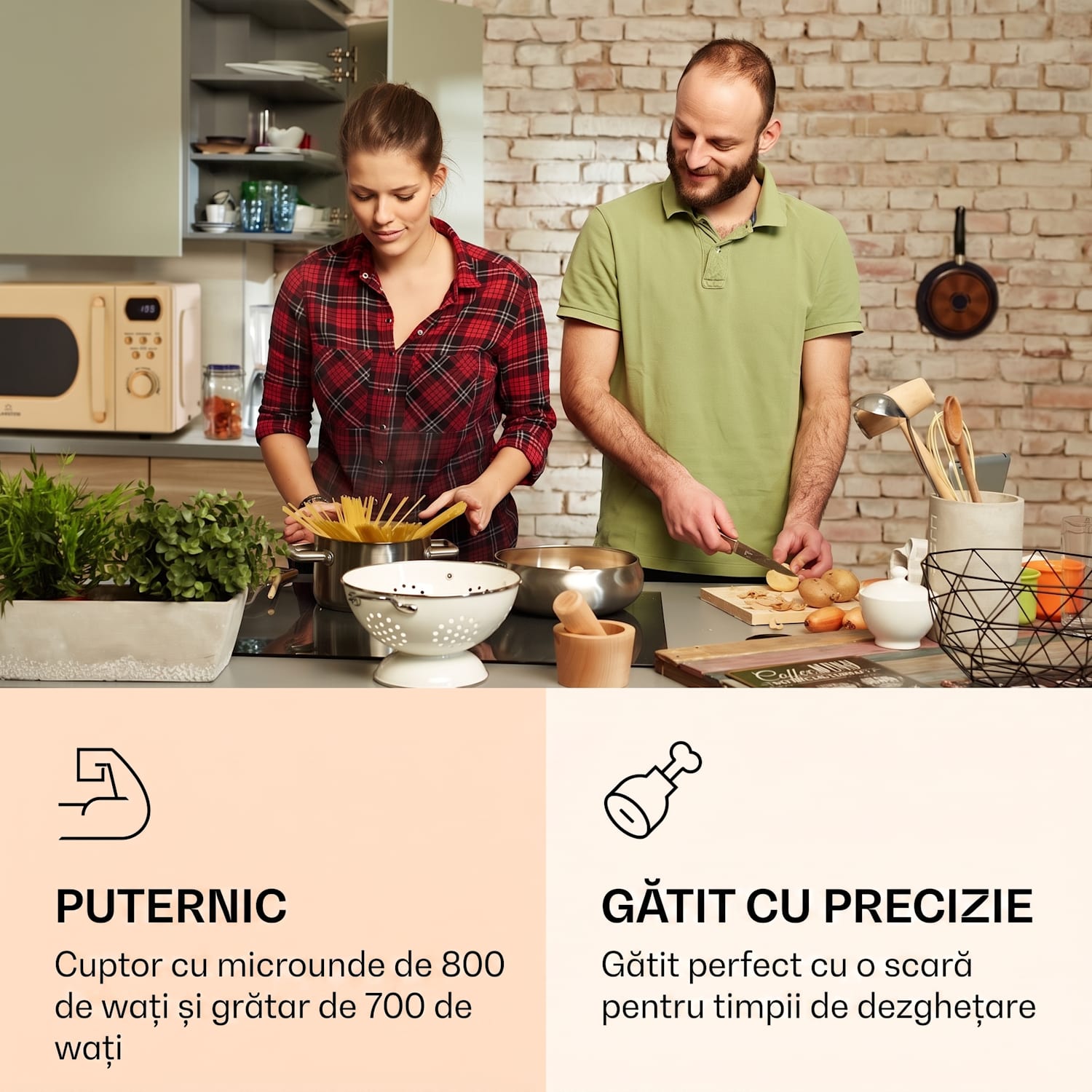 Julieta, cuptor cu microunde cu grill, 20 litri, 700 / 800 W, Ø25,5cm, 8 programe Cremă de epocă