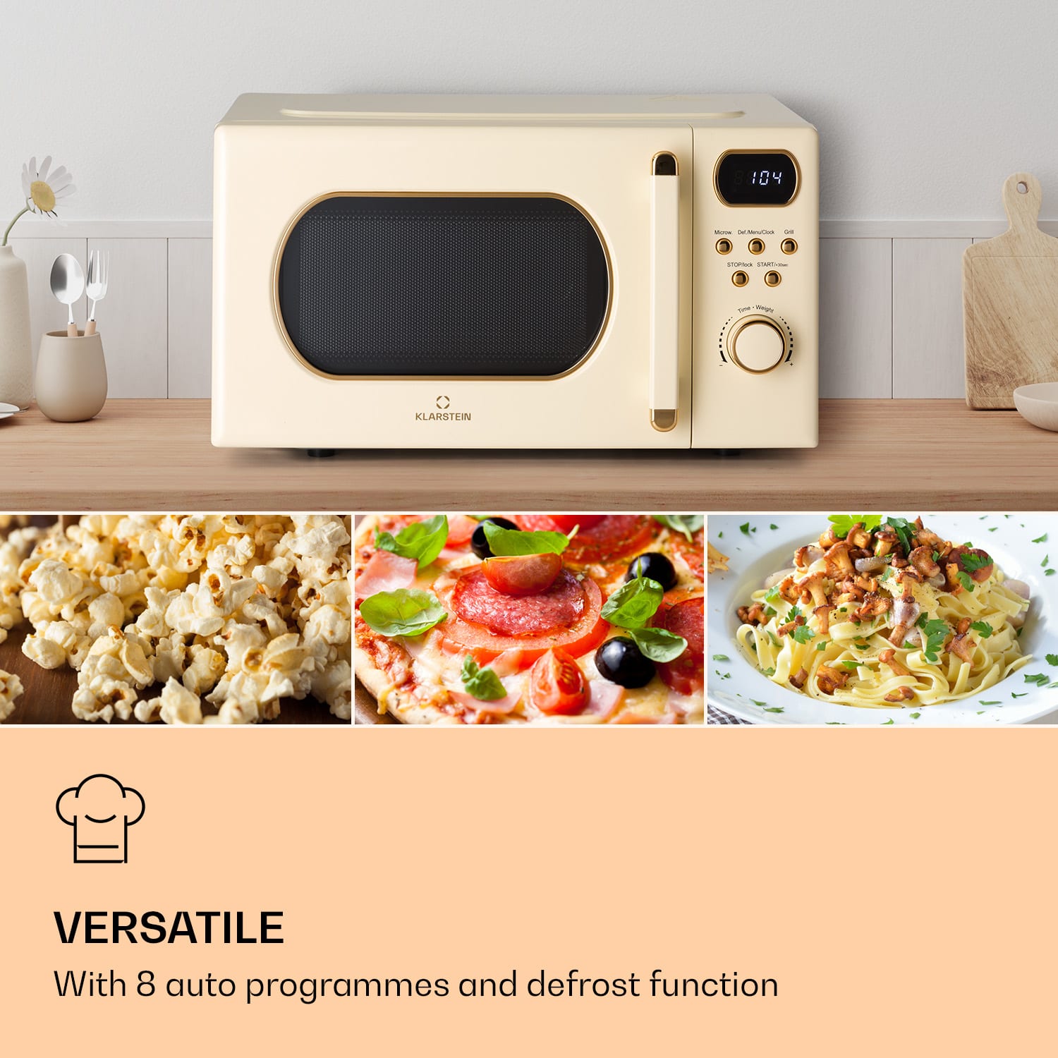 Julieta Microwave with Grill 20l 700 / 800 W Ø25.5cm 8 Programmes Vintage Cream