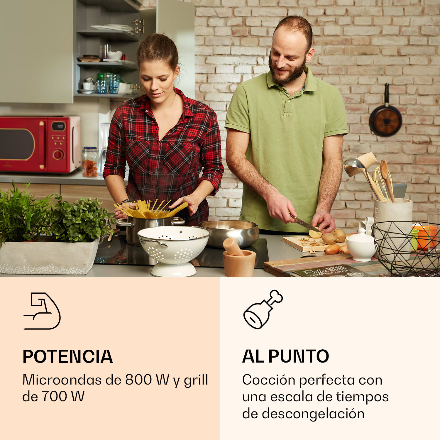 Julieta Microondas con Grill 20 l 700 / 800 W Ø 25,5 cm 8 programas Rojo