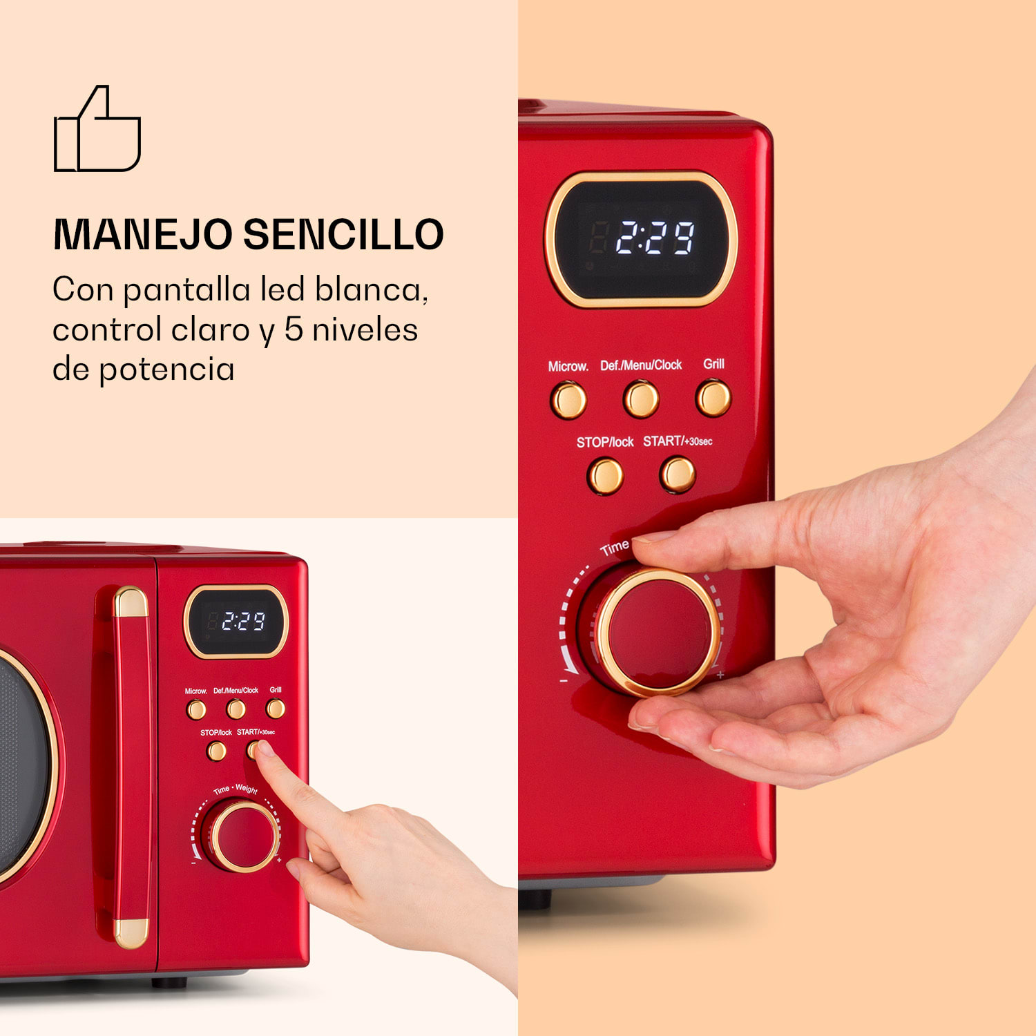 Julieta Microondas con Grill 20 l 700 / 800 W Ø 25,5 cm 8 programas Rojo