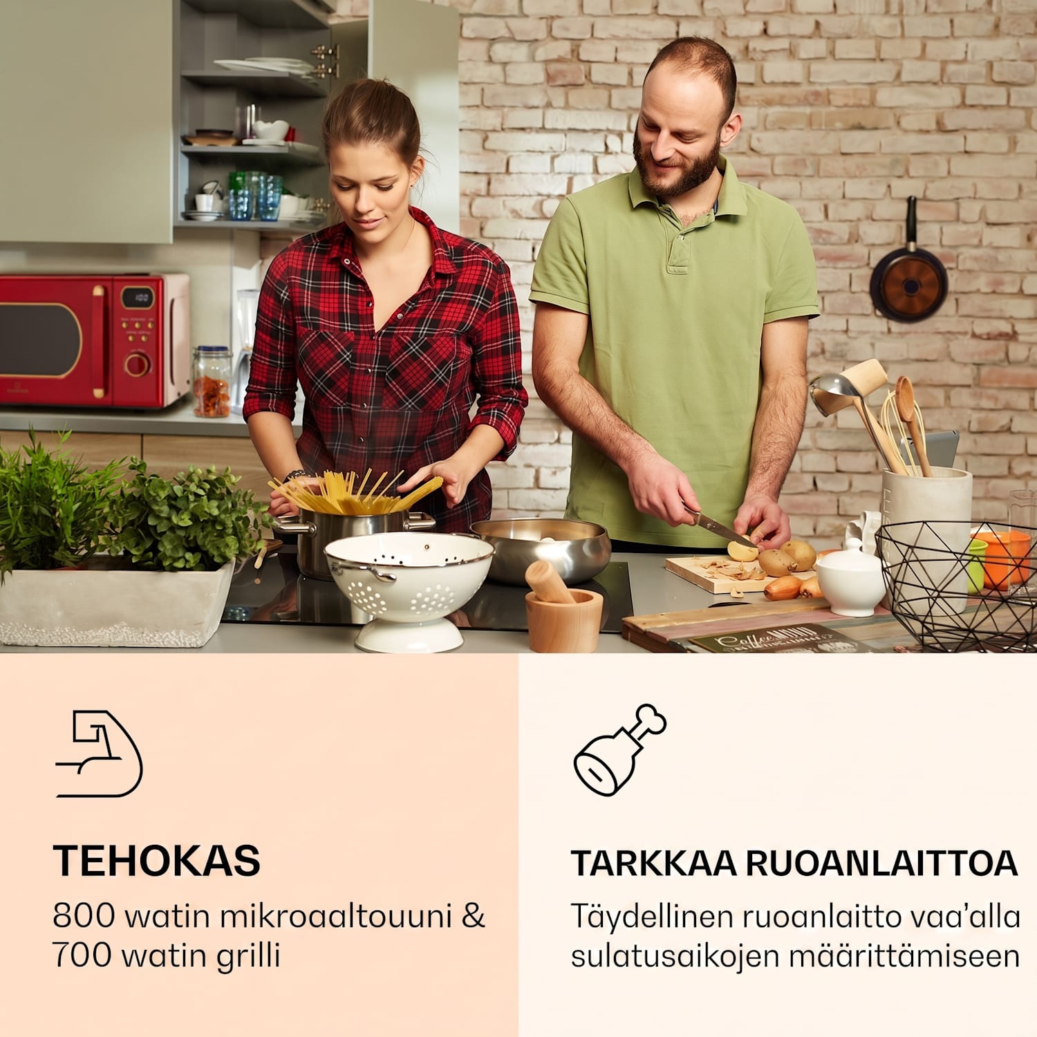Julieta-mikroaaltouuni grillillä 20 l 700/800 W Ø 25,5 cm 8 ohjelmaa Punainen
