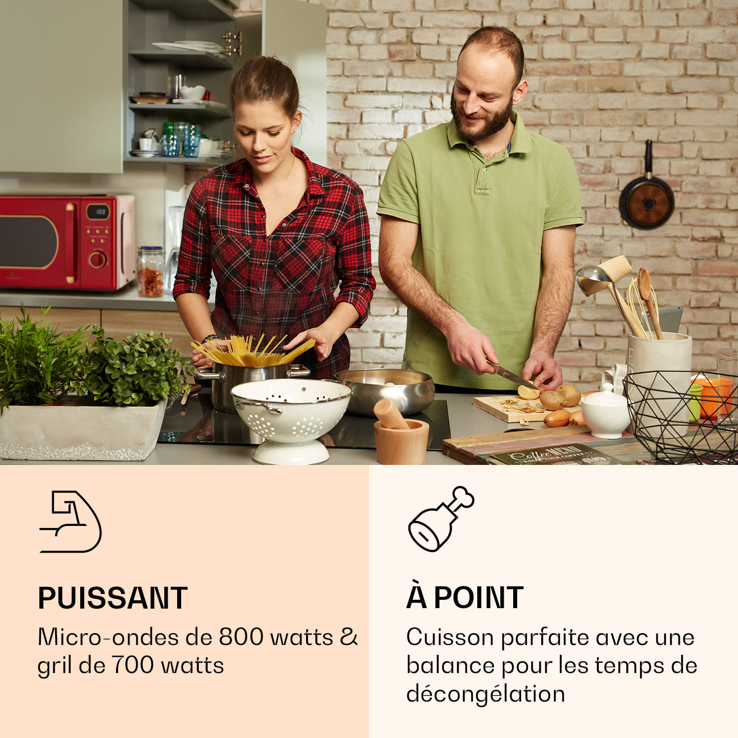 Julieta magnetron met grill 20 liter 700/800W Ø 25,5 cm 8 programma's Rood