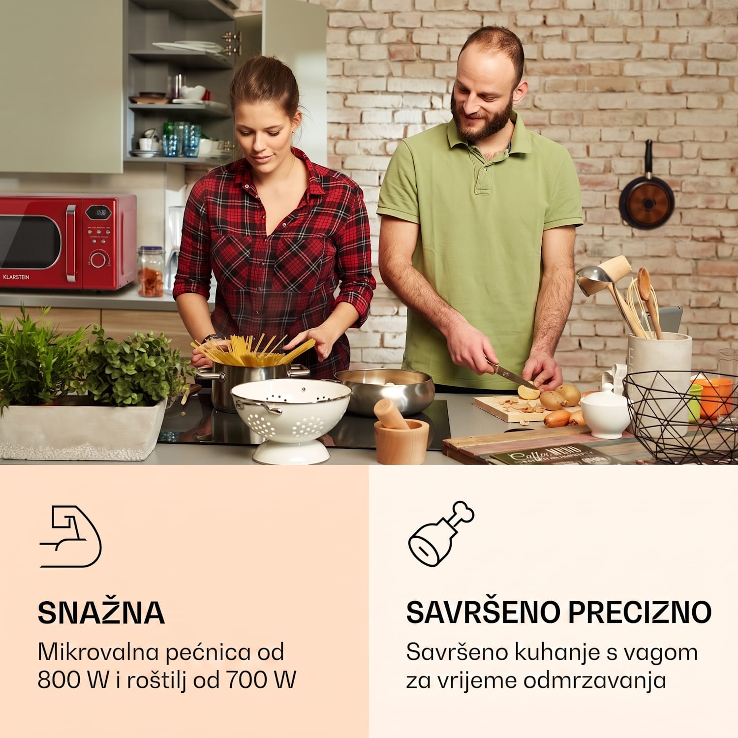 Julieta, mikrovalna pećnica sa grilom, 20l, 700 / 800 W, Ø25,5cm, 8 programa Crvena