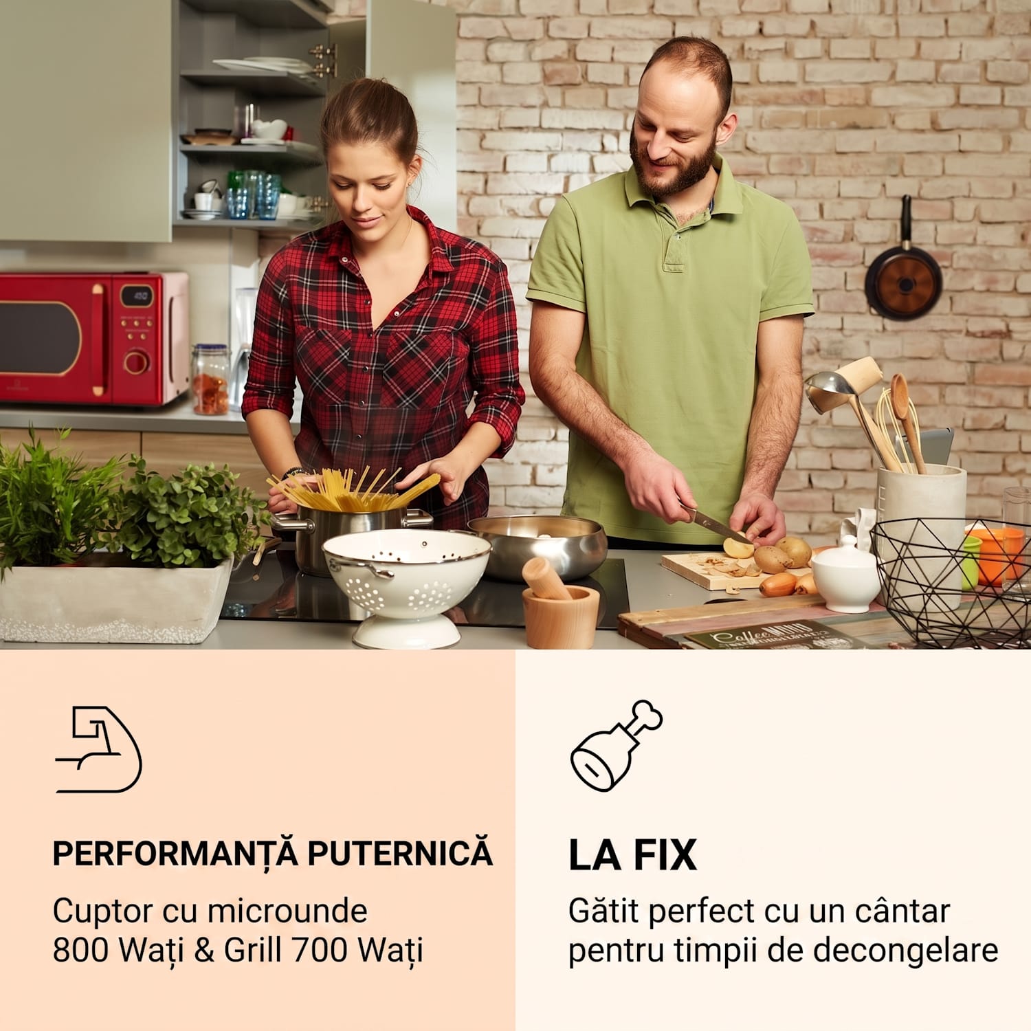 Julieta, cuptor cu microunde cu grill, 20 litri, 700 / 800 W, Ø25,5cm, 8 programe Roșu