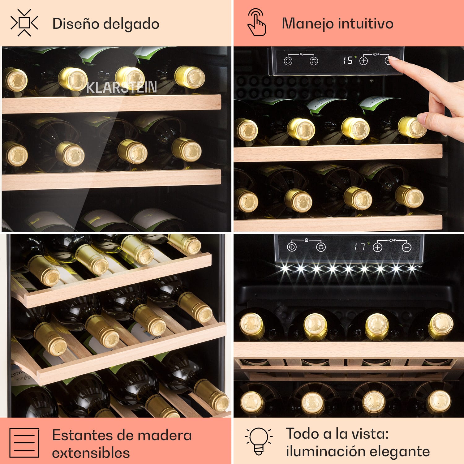 Nevera Vinetage 19 Uno Bebidas 70 Litros 4-22°C Diseño Retro 19 botellas | 1 zona de refrigeración | Crema Vintage