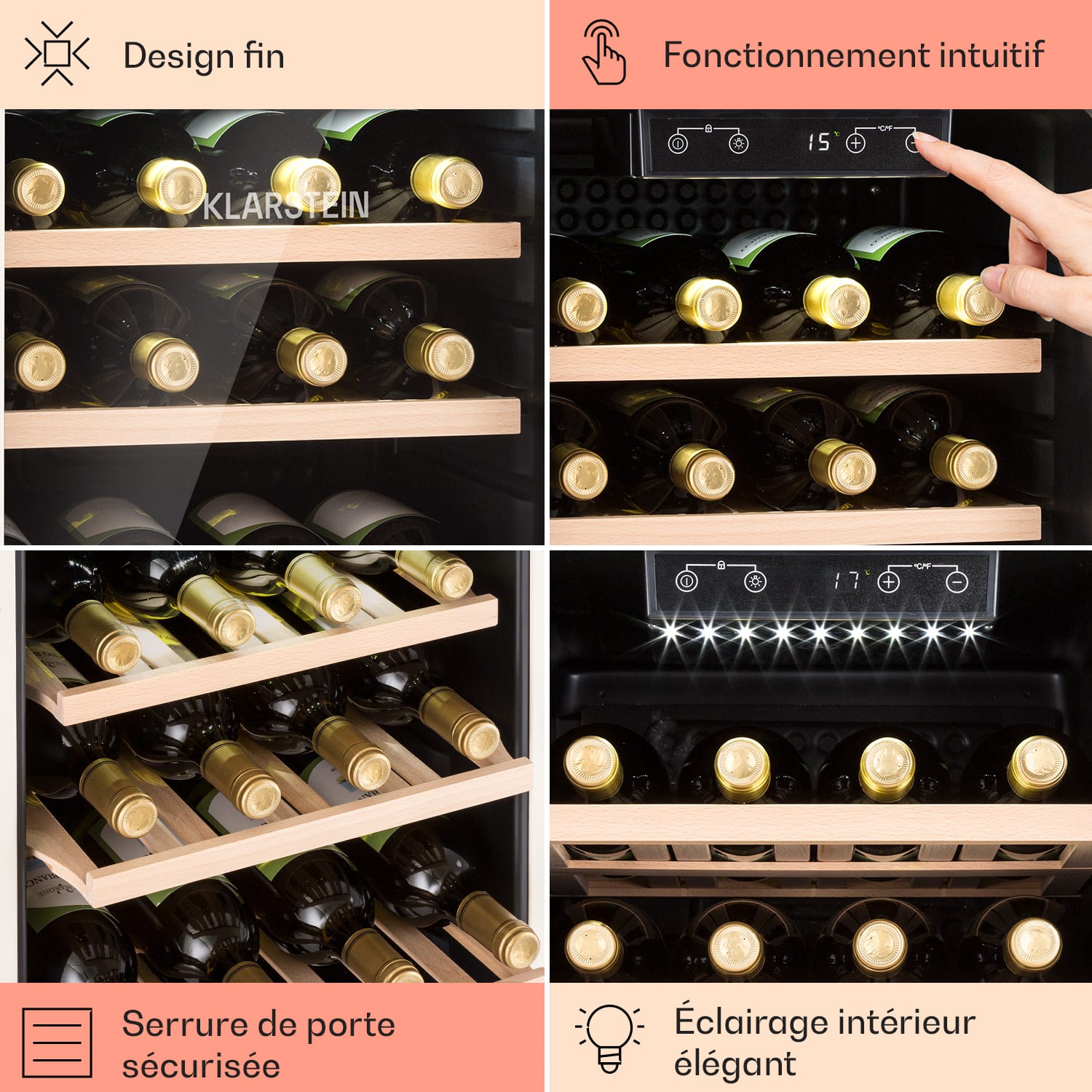 Vinetage 19 réfrigérateur de boissons Réfrigérateur 70 litres 4-22°C Design rétro 19 bouteilles | 1 zone de conservation | Crème Vintage