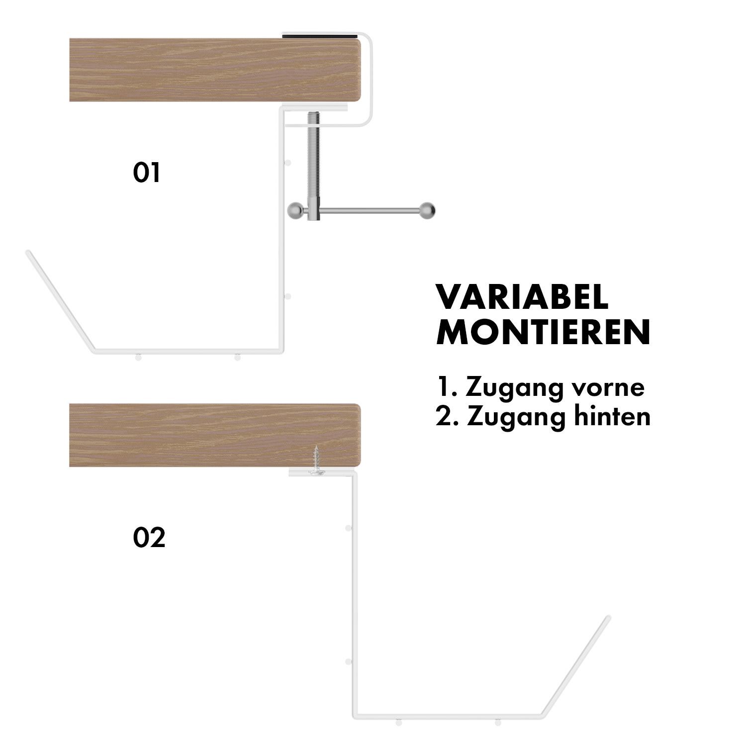 Darwin Drahtkorb für Steckdosenleisten inkl. Klammern für Schreibtische mit Klammern | Weiß