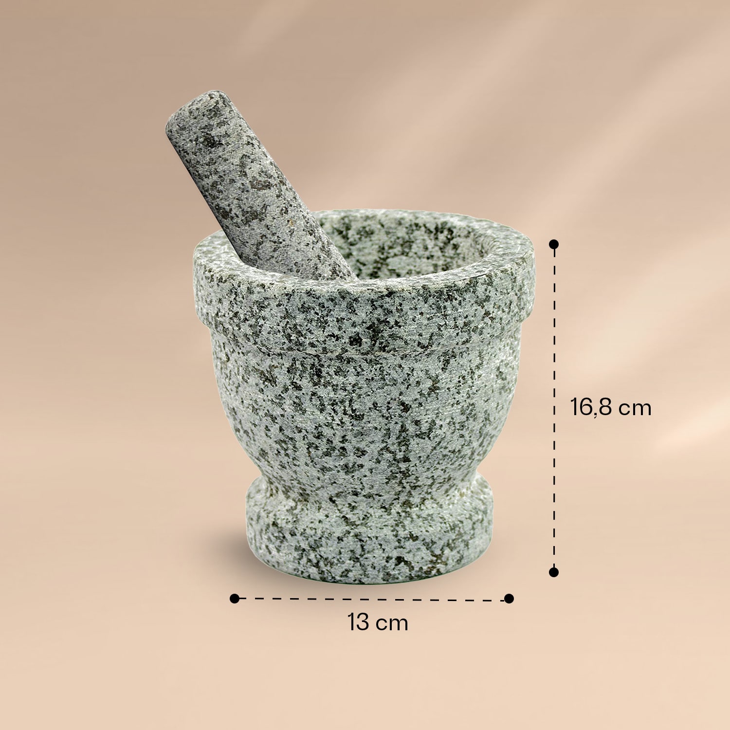 Mažiar s tĺčikom, 360 ml, rebrovaná vnútorná časť, protišmykový Svetlosivá žula