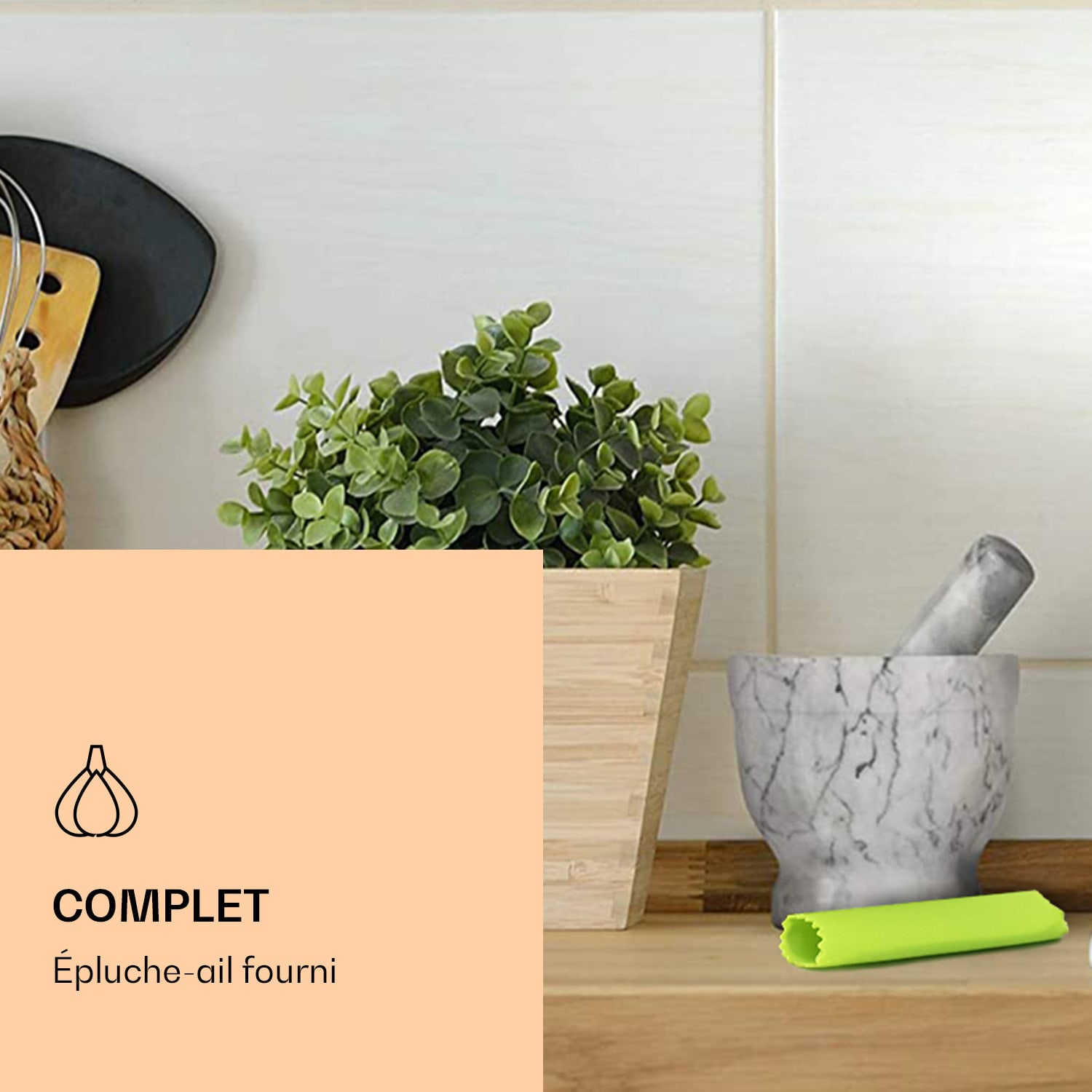 Vijzel met stamper 360 ml geribbelde binnenkant anti-slip 