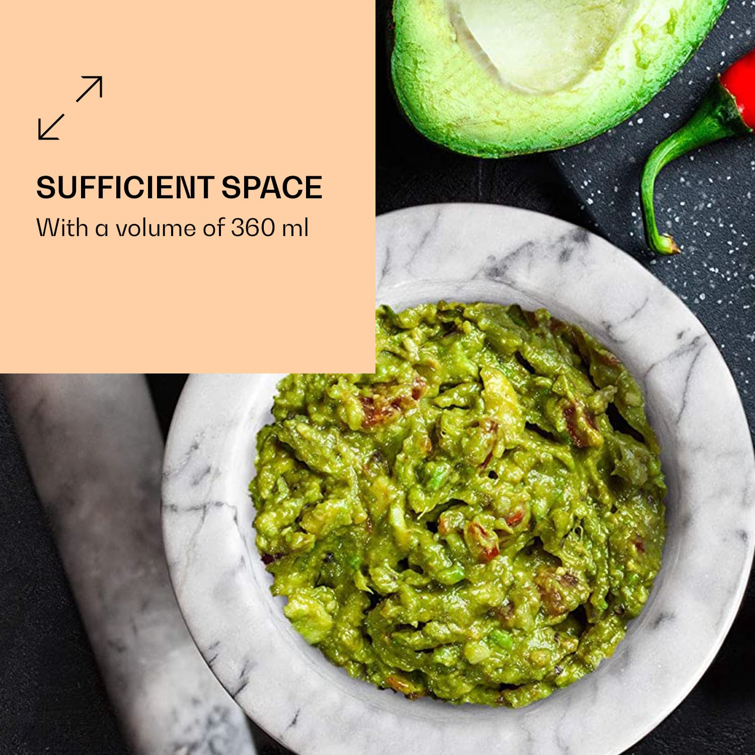 Možnar s tolkalom, 360 ml, rebrasti notranji del, nedrseč 