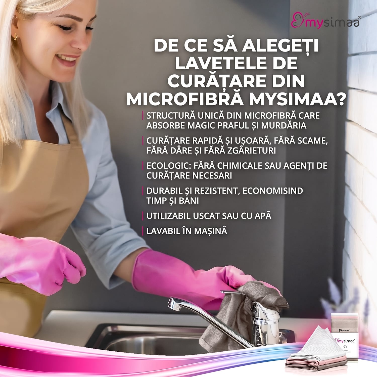 Șervețele profesionale de curățare, șervețele de curățare, microfibră 40 x 40 cm Multi