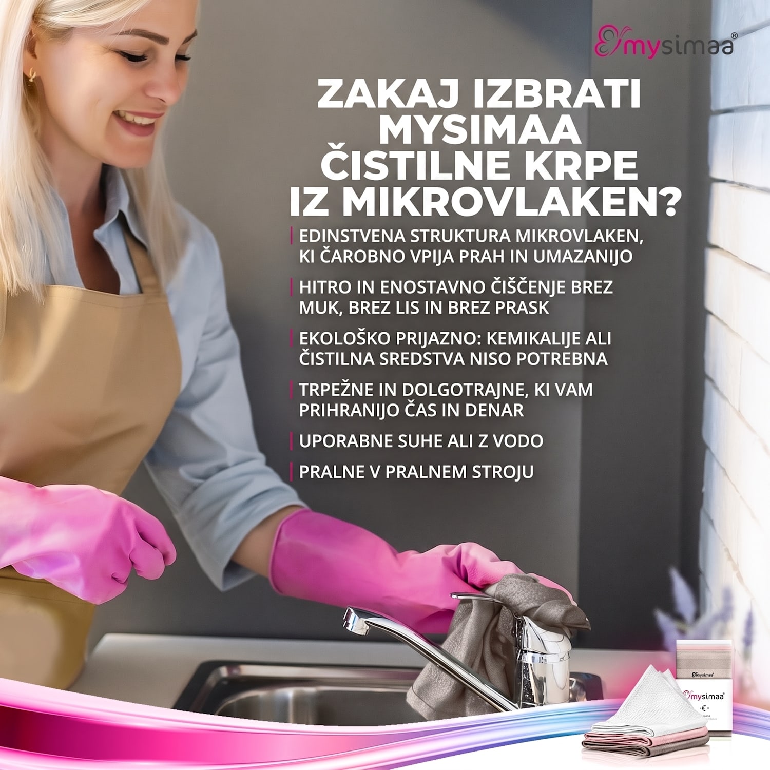 Profesionalne krpe za čiščenje, krpe za čiščenje, mikrovlakna 40 x 40 cm Večbarvna