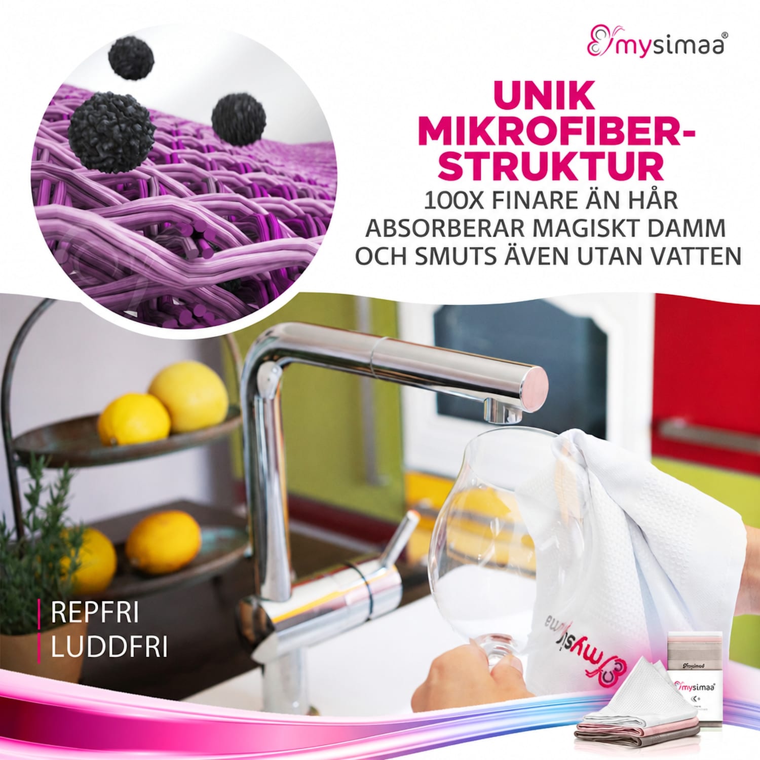 Professional Rengöringsdukar torkdukar mikrofiber 40x40 cm Multi