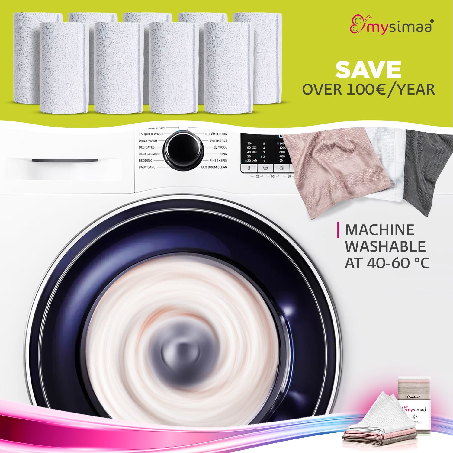 Professzionális tisztítókendők, tisztítókendők, mikroszálas 40 x 40 cm Multi