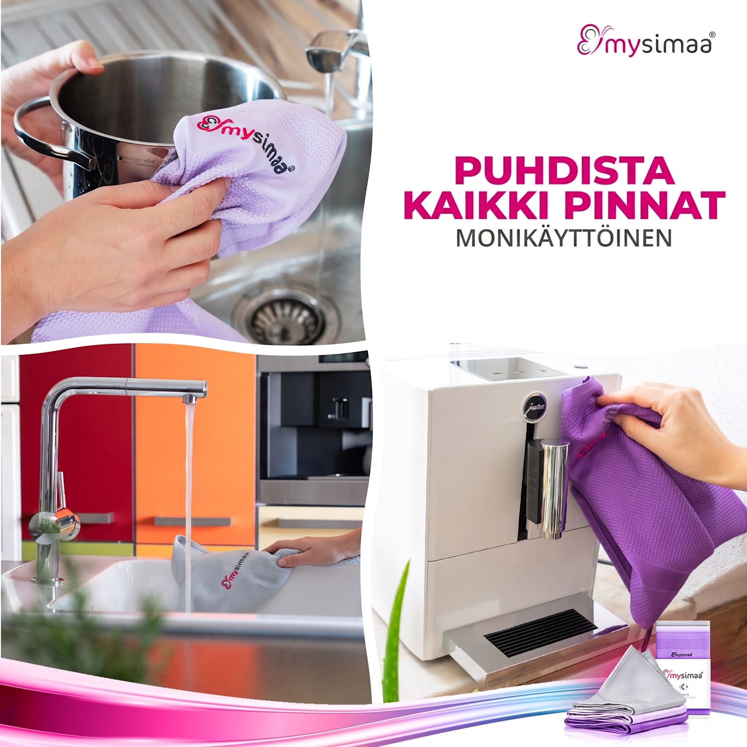 Ammattilaissiivousliinat klassinen paketti puhdistusliinat mikrokuitua 60 x 40 cm monivärinen