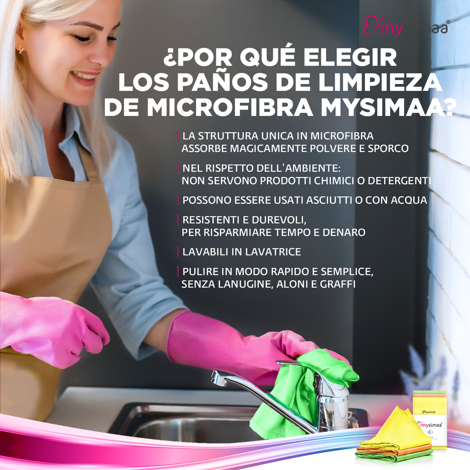 Paños de limpieza profesionales Paños de limpieza de microfibra 40x40 cm neón