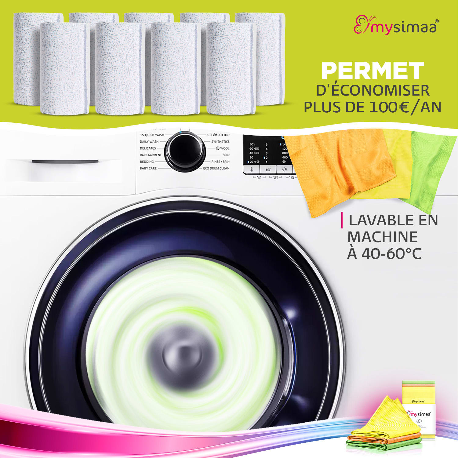 Professional Cleaning Cloths poetsdoekjes microvezel 40x40 cm neon-