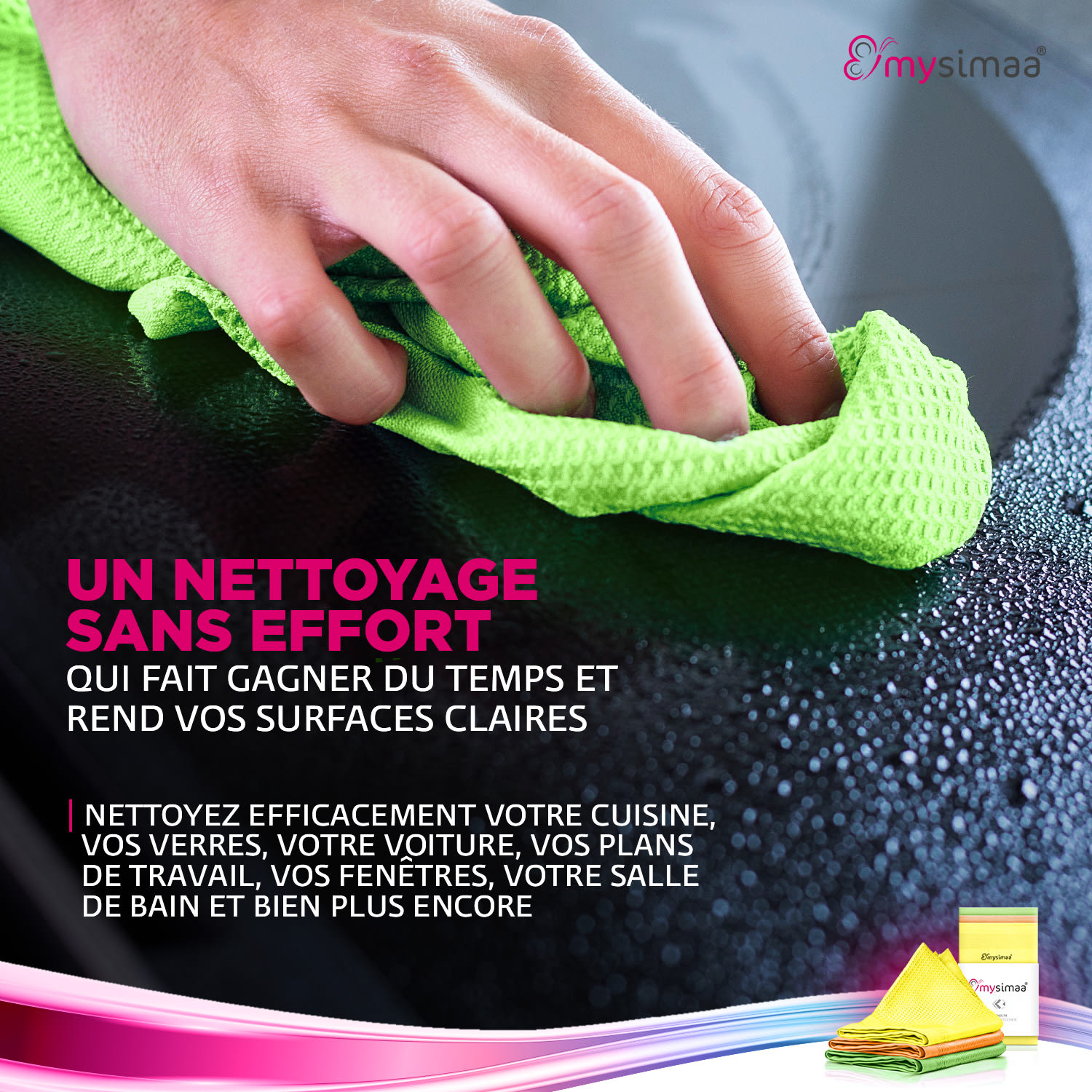 Professional Cleaning Cloths poetsdoekjes microvezel 40x40 cm neon-