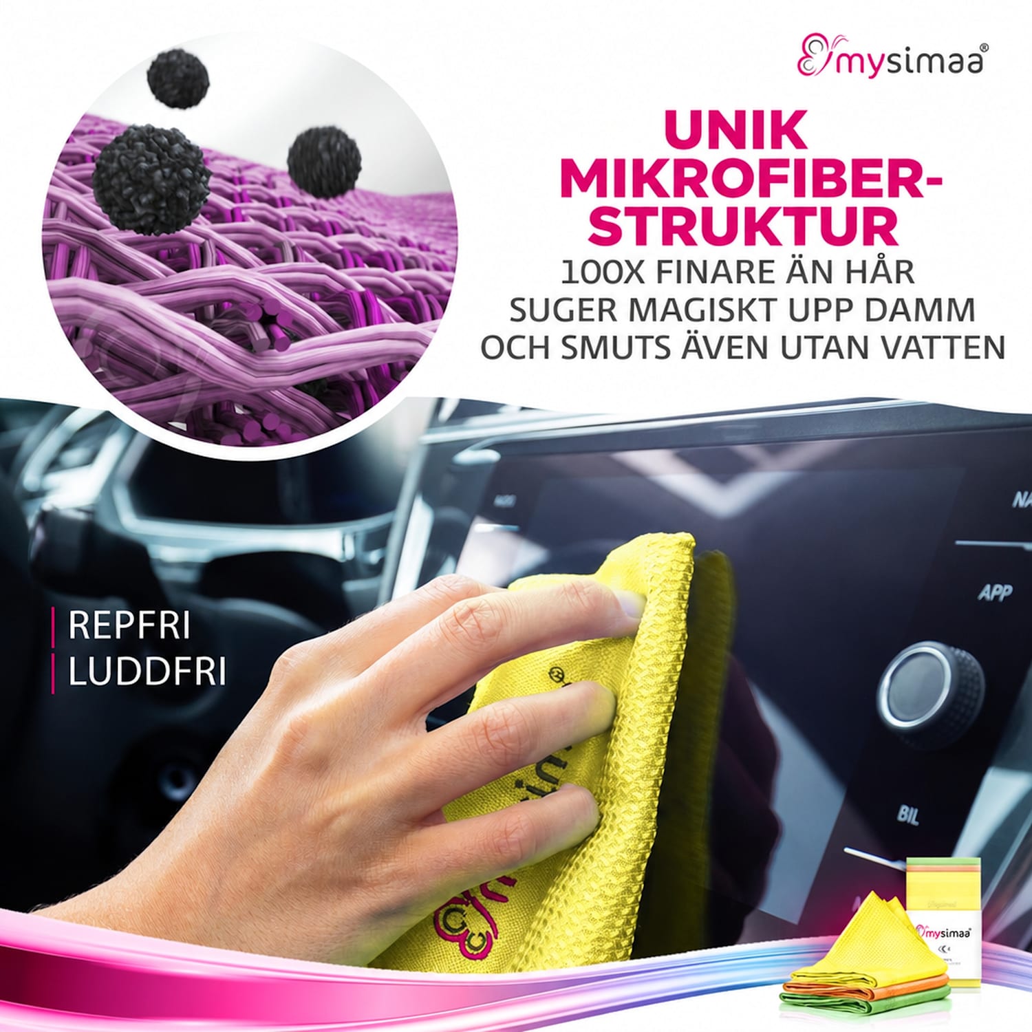 Professional Rengöringsdukar torkdukar mikrofiber 40x40 cm néon