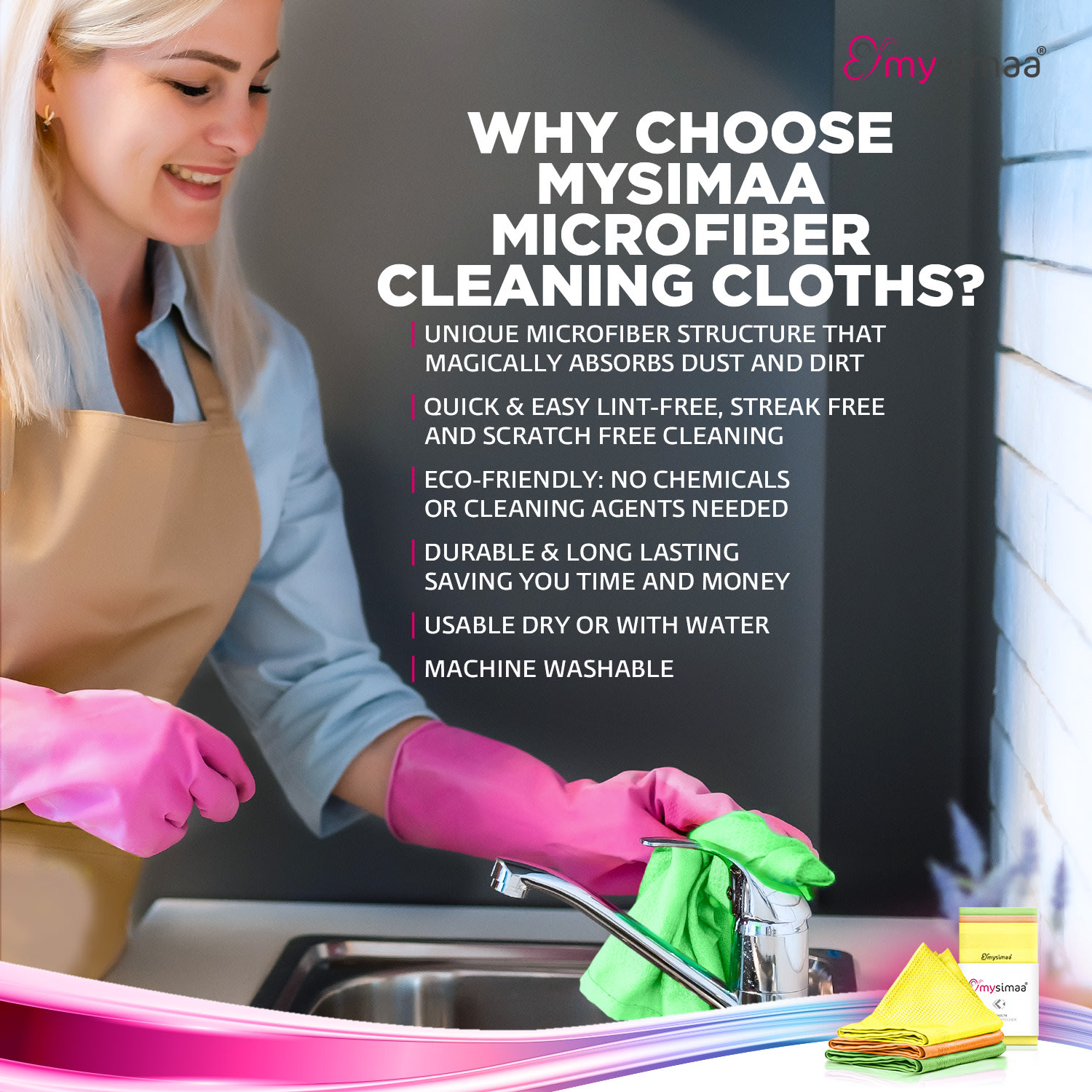 Professzionális tisztítókendők, tisztítókendők, mikroszálas 40 x 40 cm neon