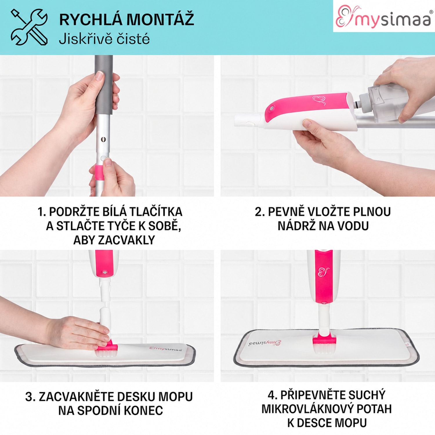 Profesionální Glisten Spray Mop, mop s nádržkou na vodu 
