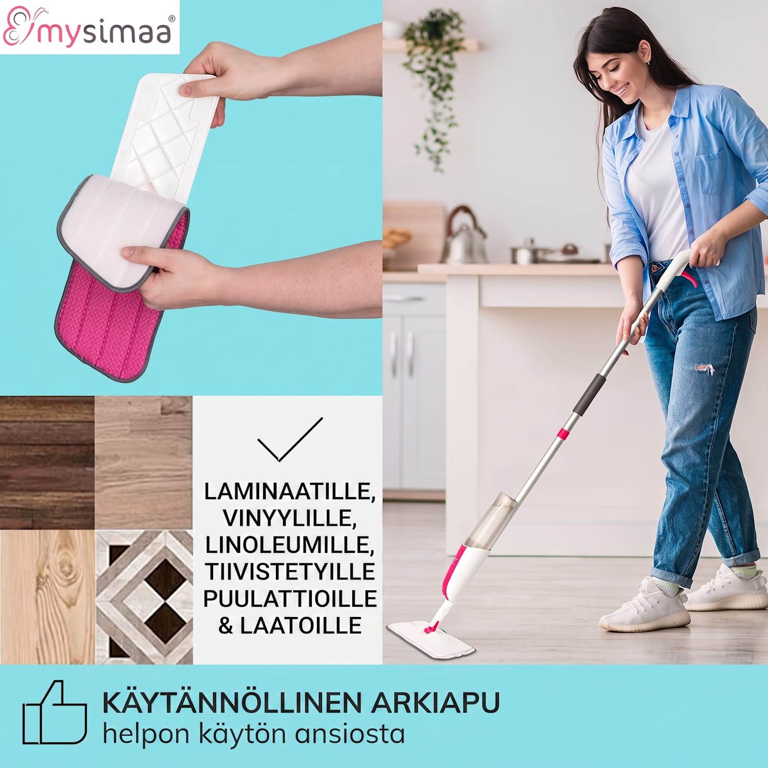 Professional Glisten Spray Mop -siivousmoppi vesisäiliöllä 