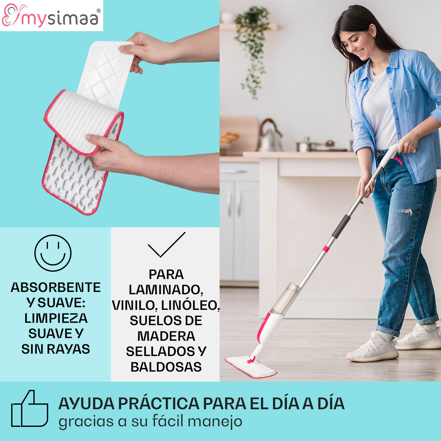 Cubierta de mopa Glisten Pad de microfibra 40 x 12 cm paquete doble 