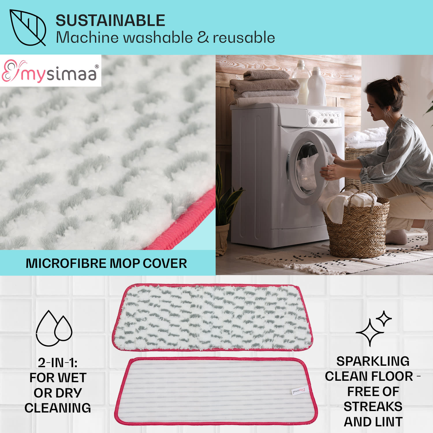 Glisten Pad, návlek na umývanie, mikrovlákno, 40 x 12 cm, dvojité balenie Biela