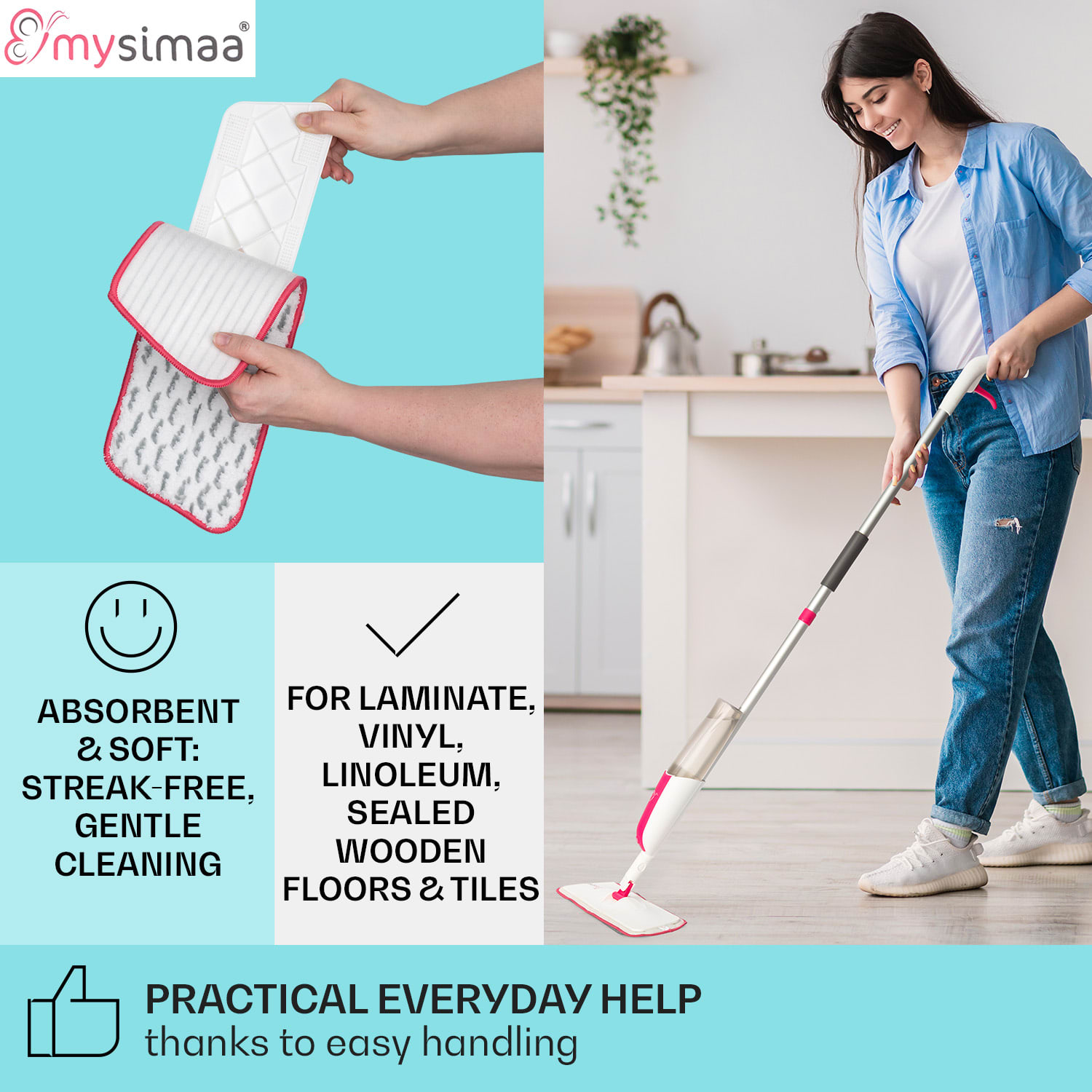 Glisten Pad, návlek na umývanie, mikrovlákno, 40 x 12 cm, dvojité balenie Biela