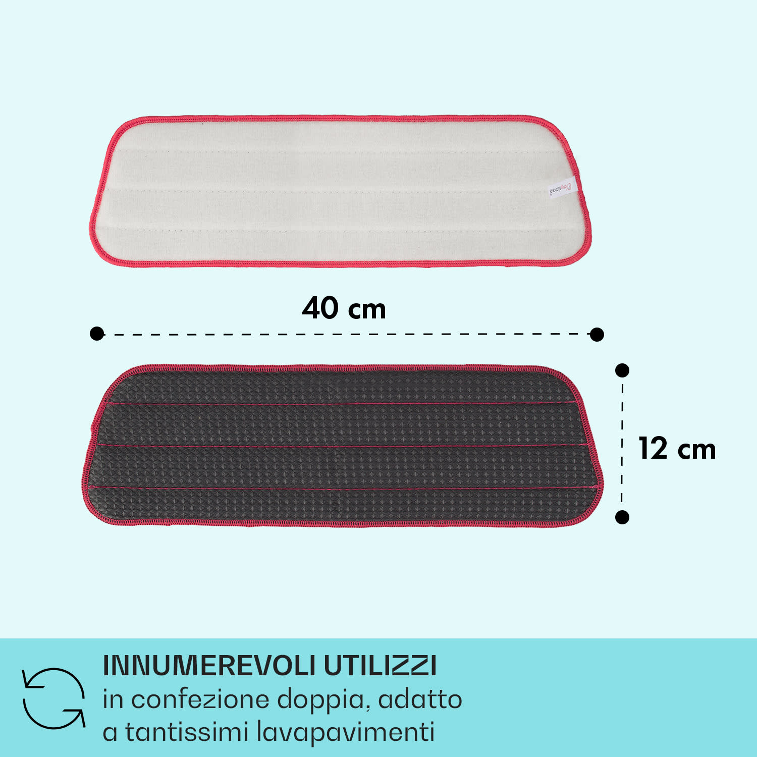 Glisten Pad - Panno per lavare, microfibra, 40 x 12 cm, confezione doppia Grigio