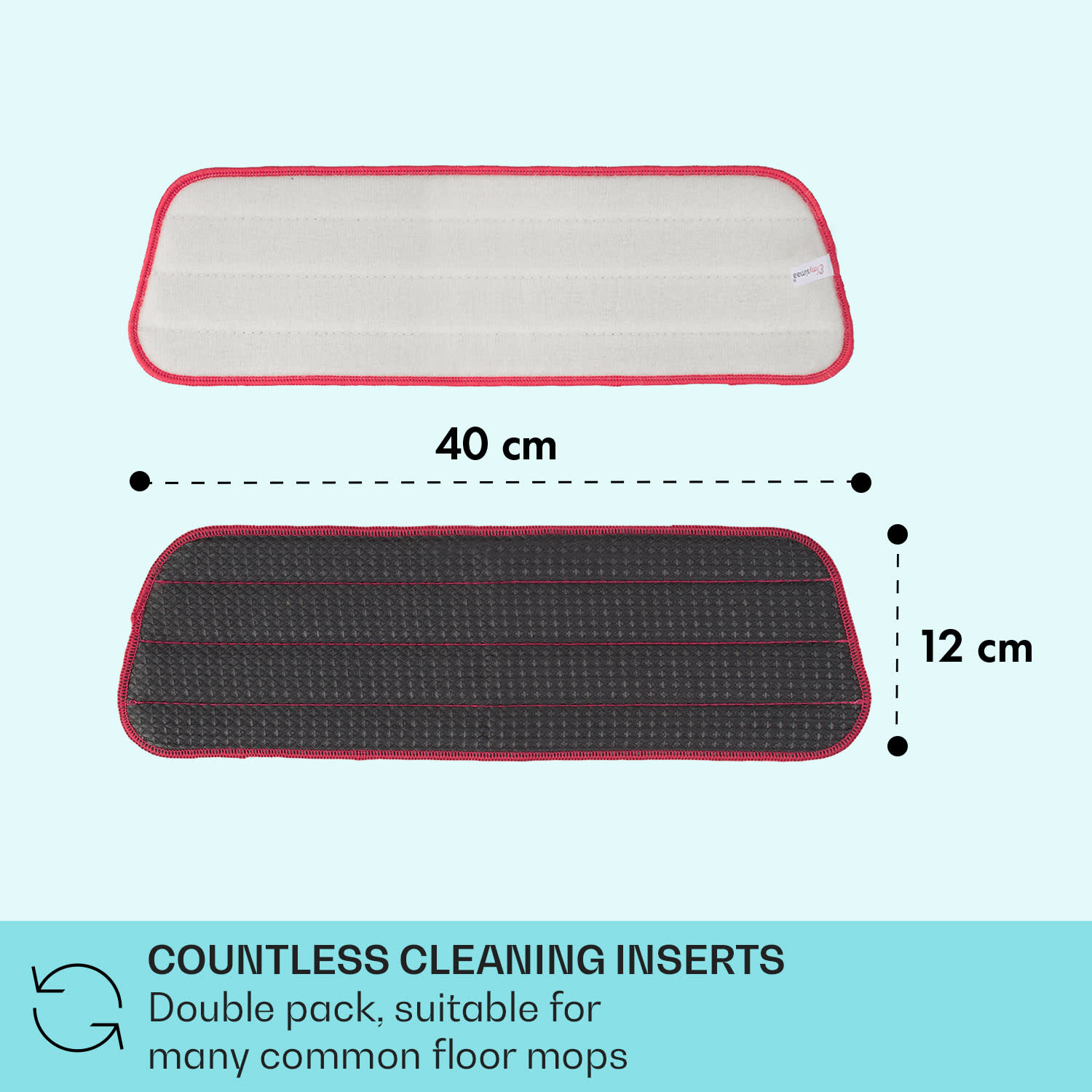 Glisten Pad, návlek na umývanie, mikrovlákno, 40 x 12 cm, dvojité balenie Šedá