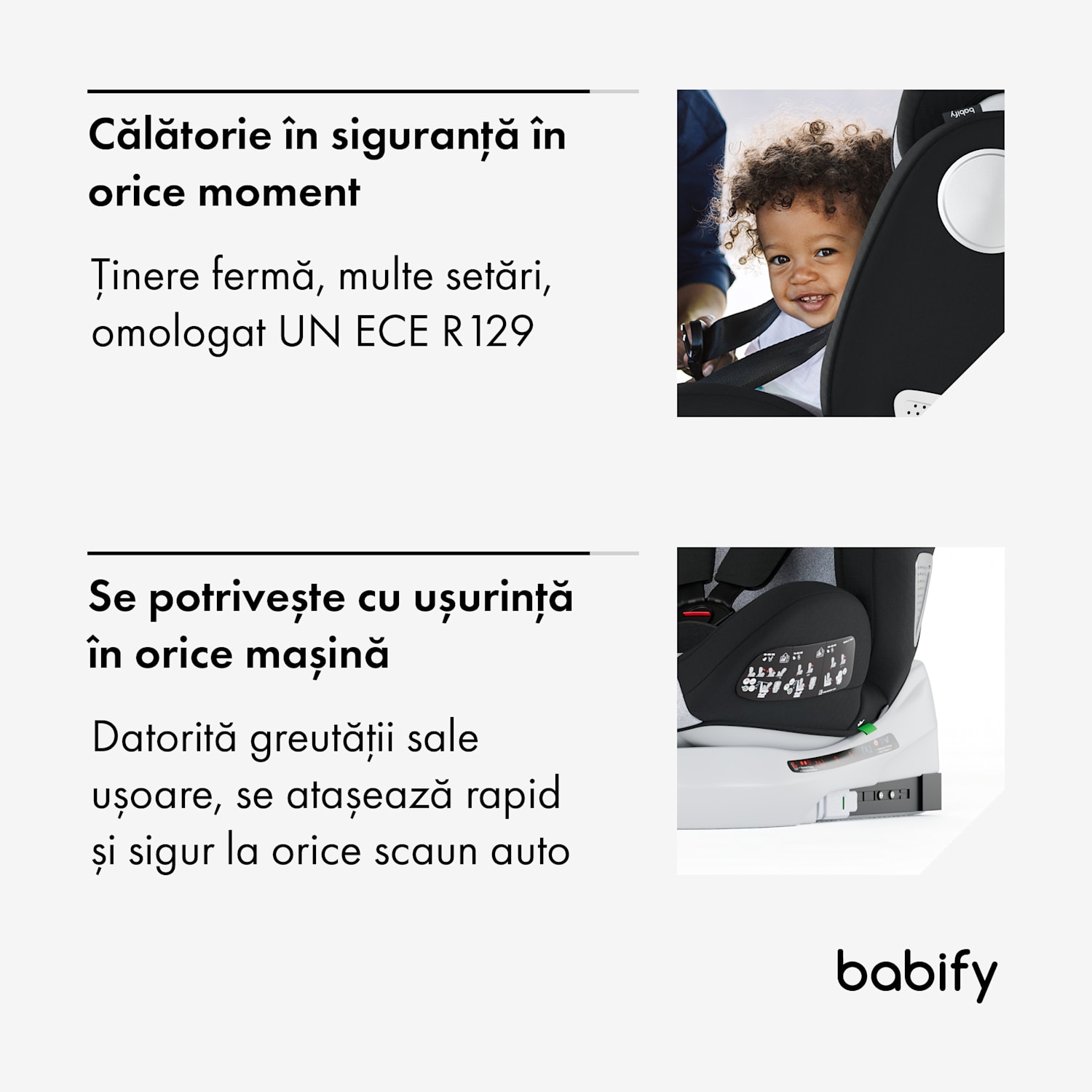 Onboard 360°, scaune auto pentru copii 0-12 ani, sistem ISOFIX centura in 5 puncte, R44/04 
