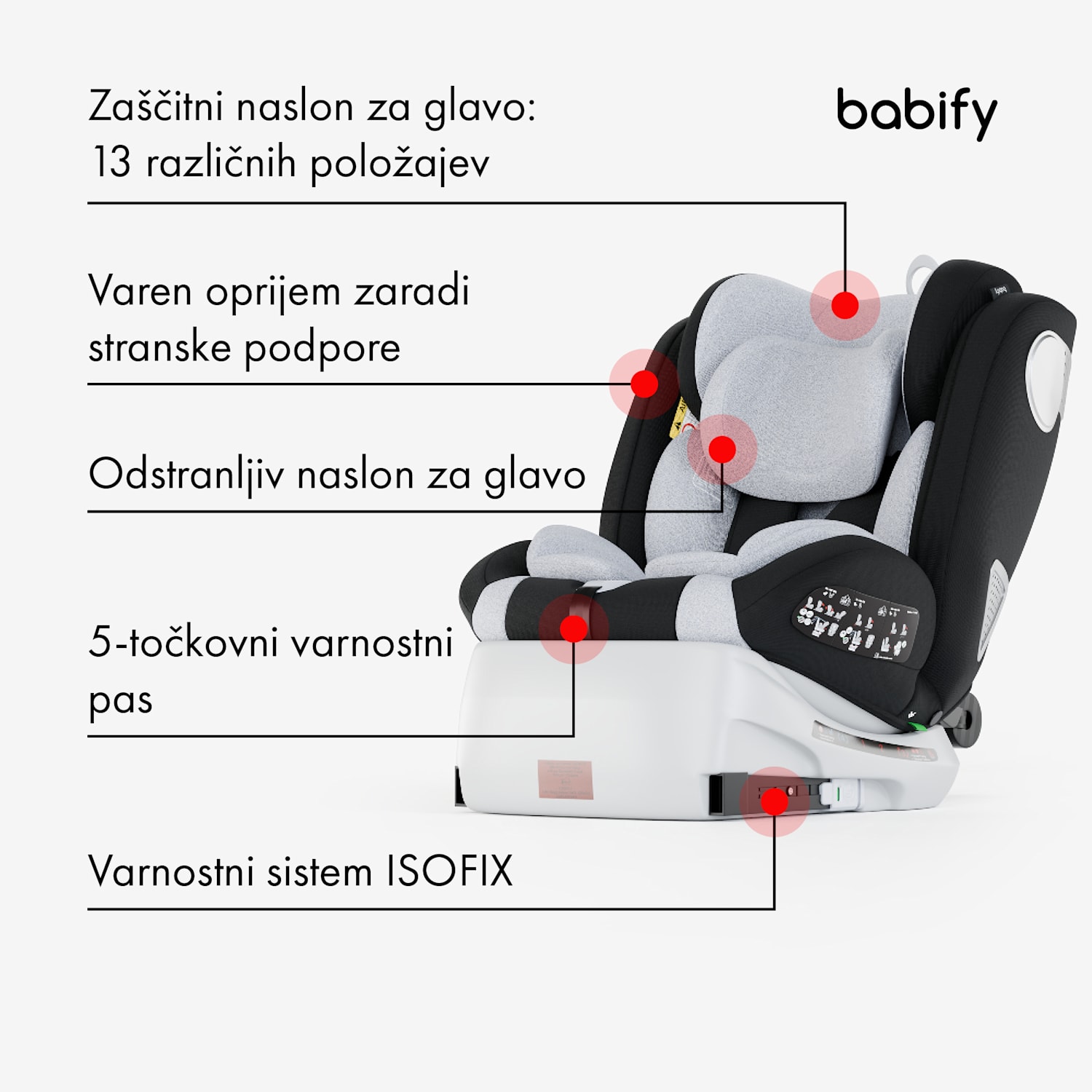 Onboard 360°, otroški avtosedež, 0-12 let, 5-točkovni sistem varnostnih pasov ISOFIX, R44/04 