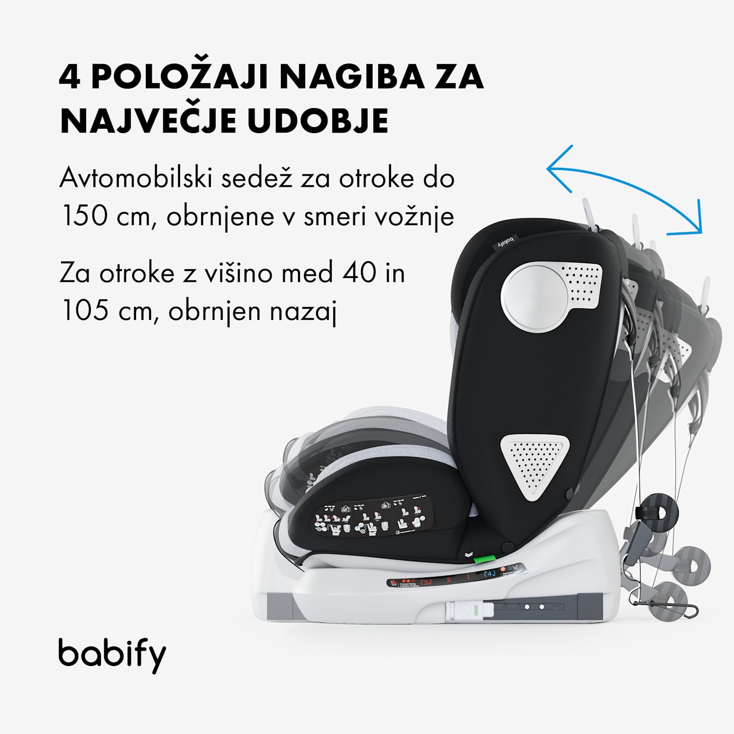 Onboard 360°, otroški avtosedež, 0-12 let, 5-točkovni sistem varnostnih pasov ISOFIX, R44/04 