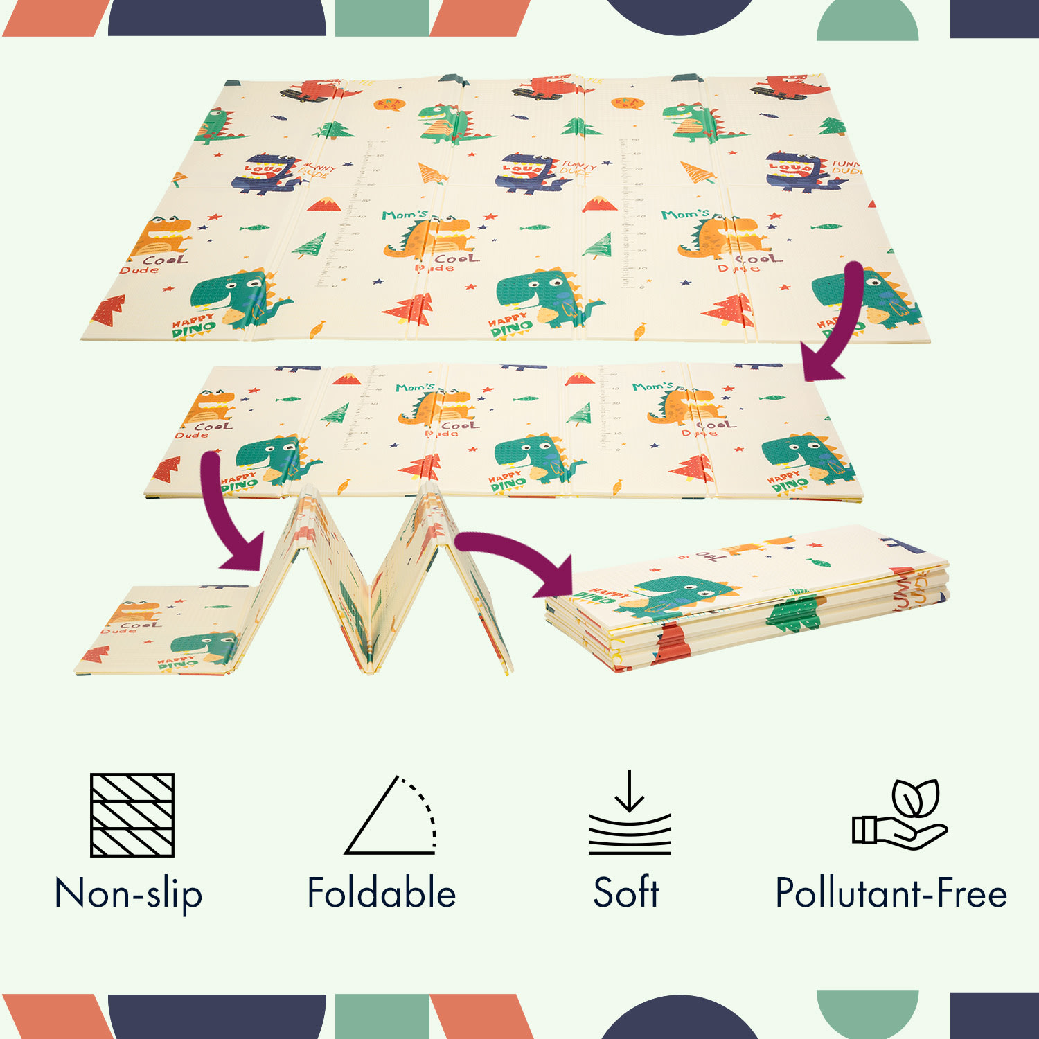 Podložka na hranie, skladacia, 1cm, motív dinosaurus   