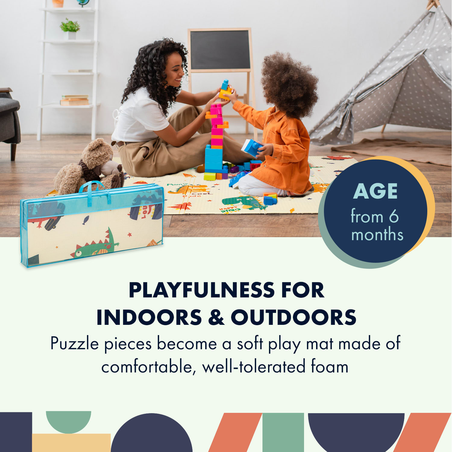 Podložka na hranie, skladacia, 1cm, motív dinosaurus   